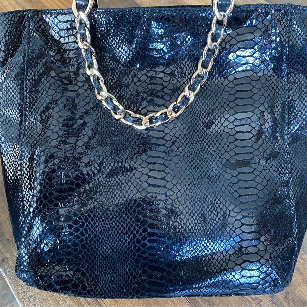 Michael Kors Black Embossed Python Harpertote - image 8